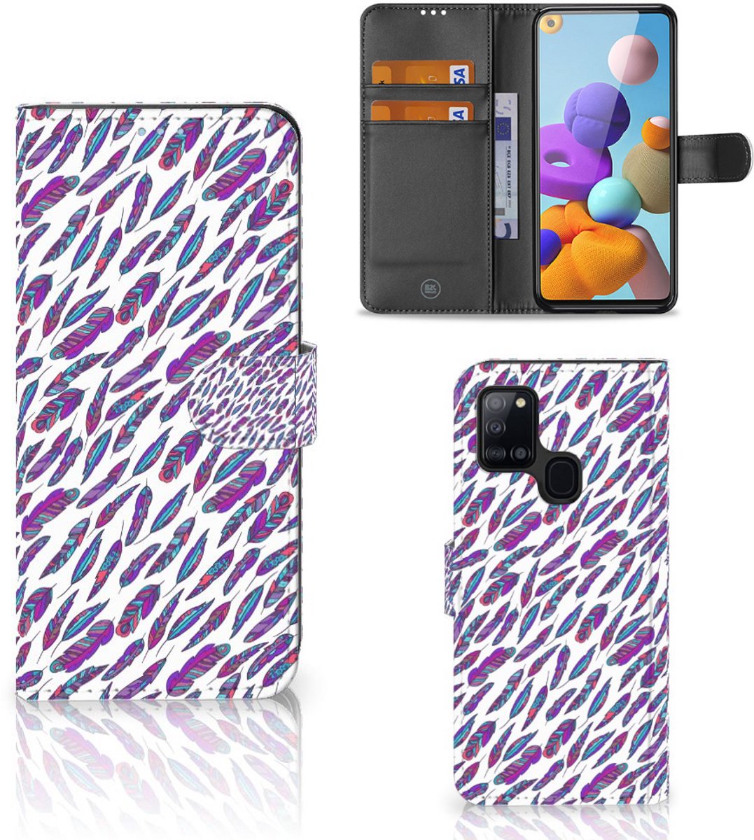 Samsung Galaxy A21s Telefoon Hoesje Feathers Color