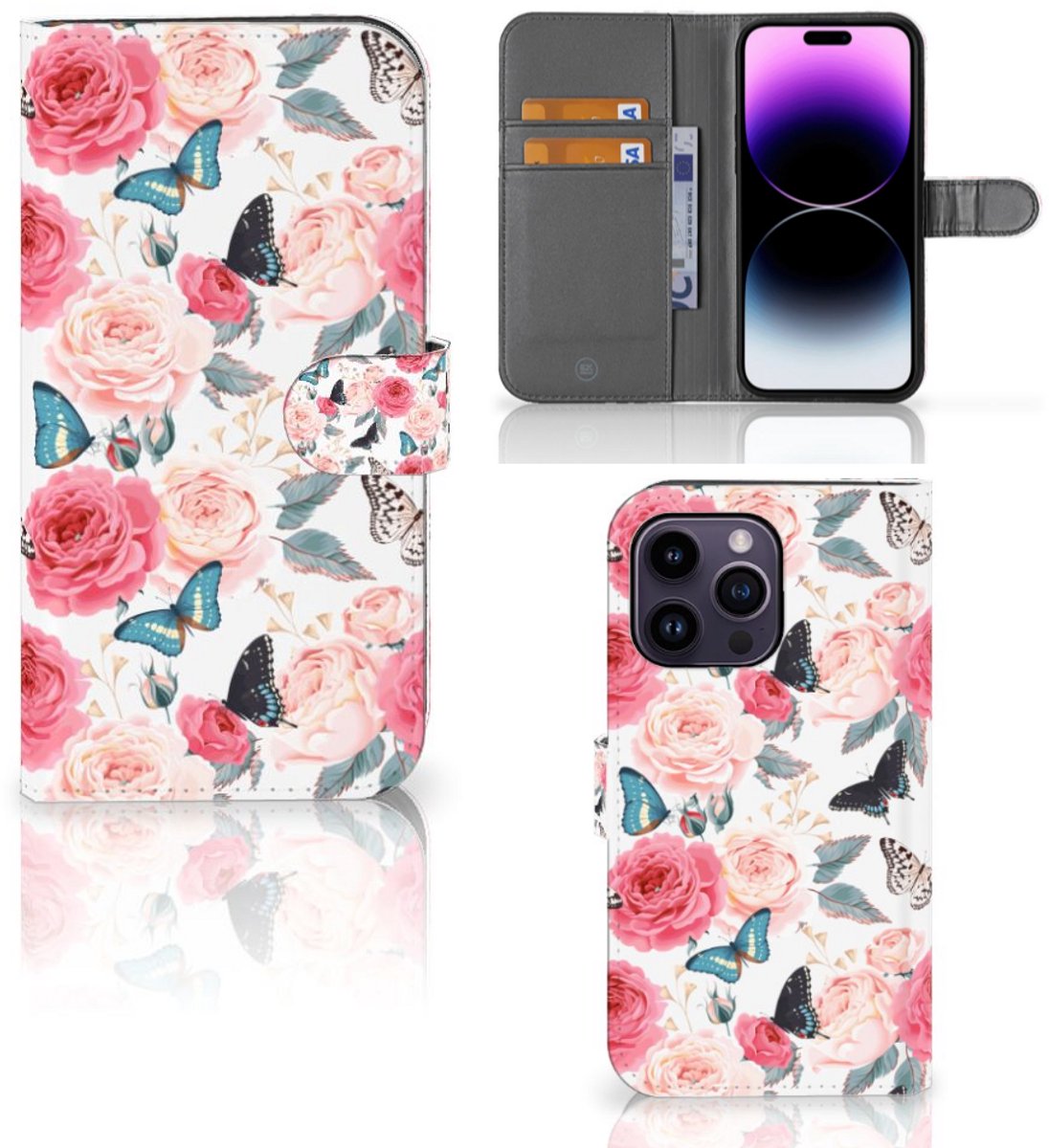 iPhone 15 Pro Max Hoesje Butterfly Roses