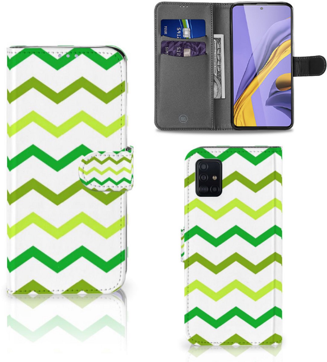 Samsung Galaxy A51 Telefoon Hoesje Zigzag Groen