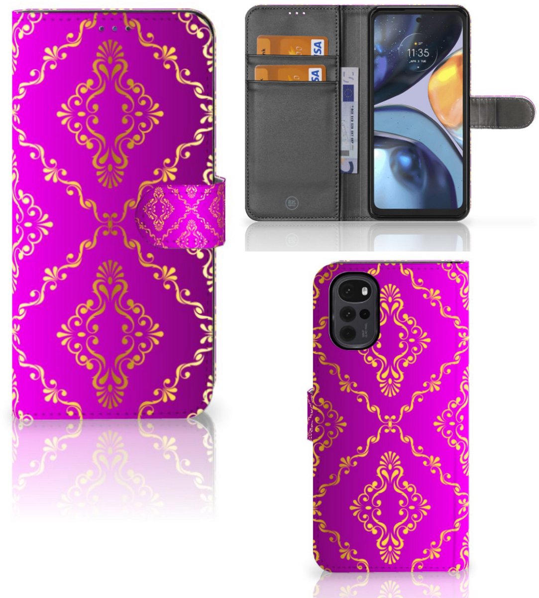 Wallet Case Motorola Moto G22 Barok Roze