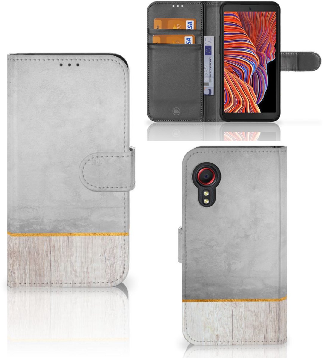 Samsung Galaxy Xcover 5 Book Style Case Wood Concrete