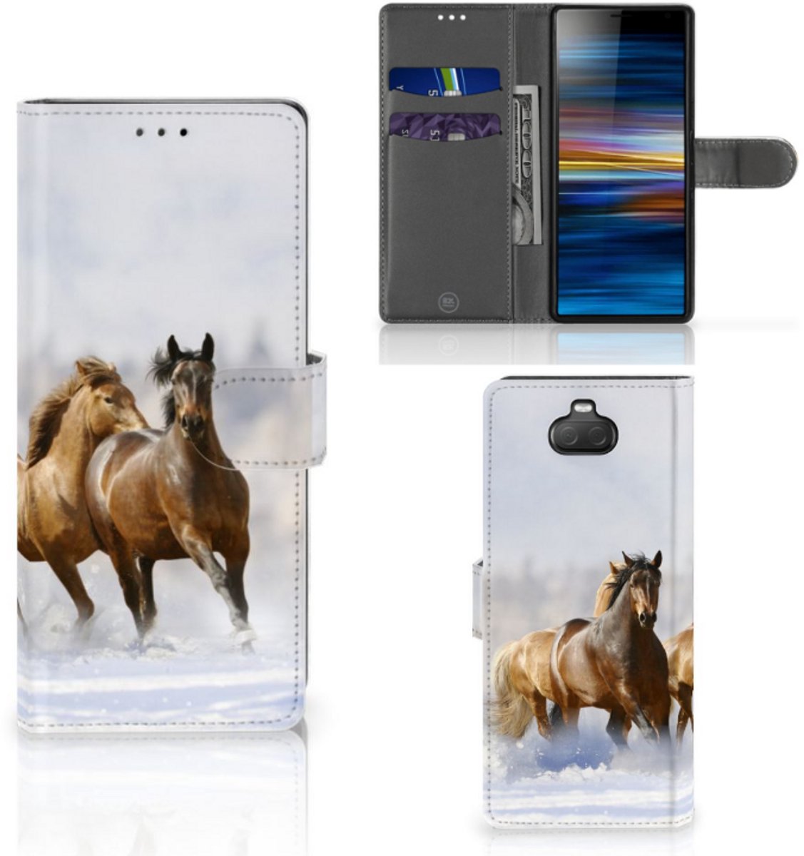 Sony Xperia 10 Telefoonhoesje met Pasjes Paarden