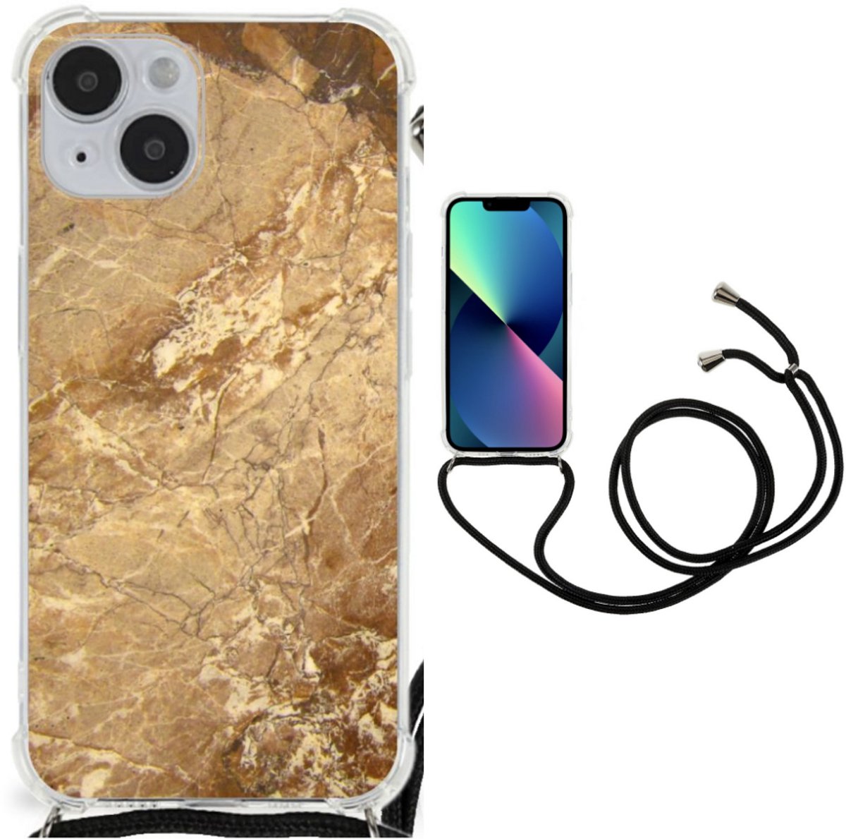 iPhone 14 Plus Anti-Shock Hoesje Marmer Creme