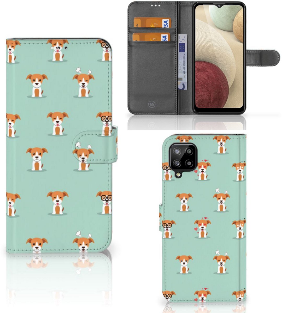 Samsung Galaxy A12 Telefoonhoesje met Pasjes Pups