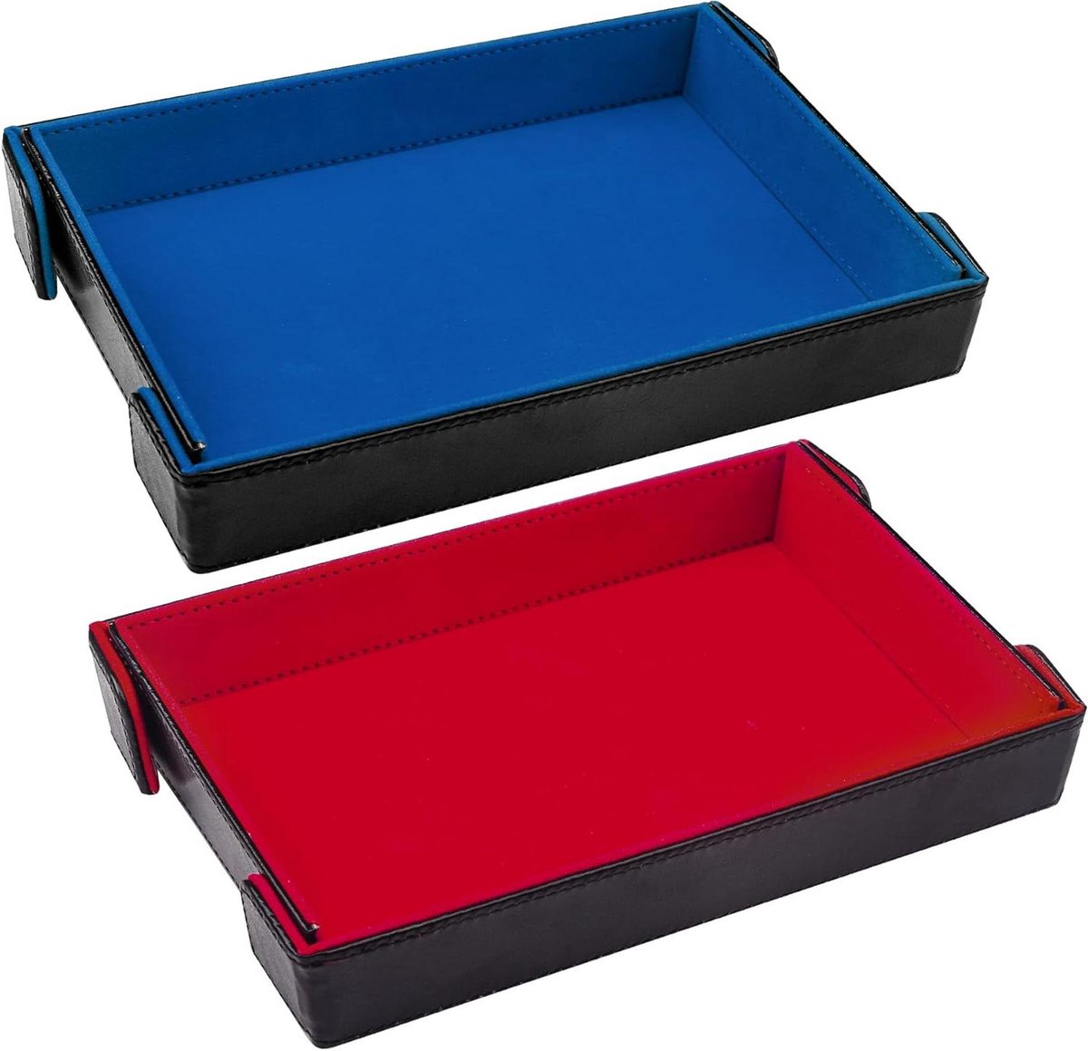 Dobbelsteen Tray - Dobbelsteen Bakje - Spelavonden - Magnetisch Opvouwbaar - 2 stuks - Rood en Blauw