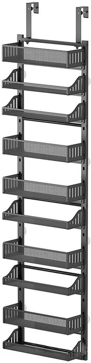 Stervia Kruidenrek - Kruidenrek Ophangbaar - Opbergrek - Voorraadrek - Organizer - Voorraadorganizer - Zwart - 41.5 x 13 x 154 cm