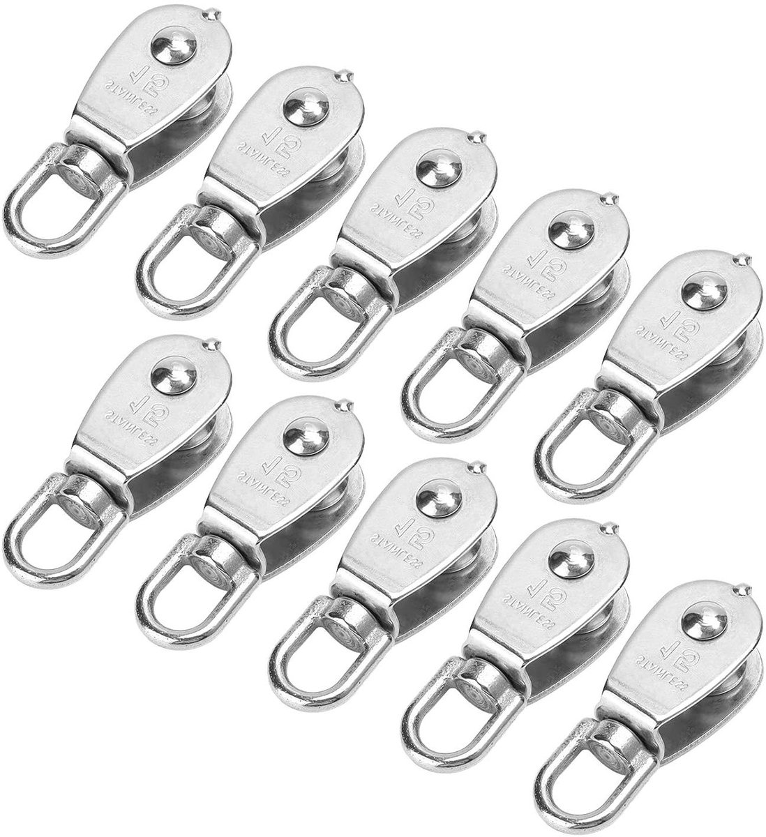 Enkel Katrolblok - Rondel Blok - Zware Lasten Hijsen - 360 Graden Draaibaar - M15 - Zilver