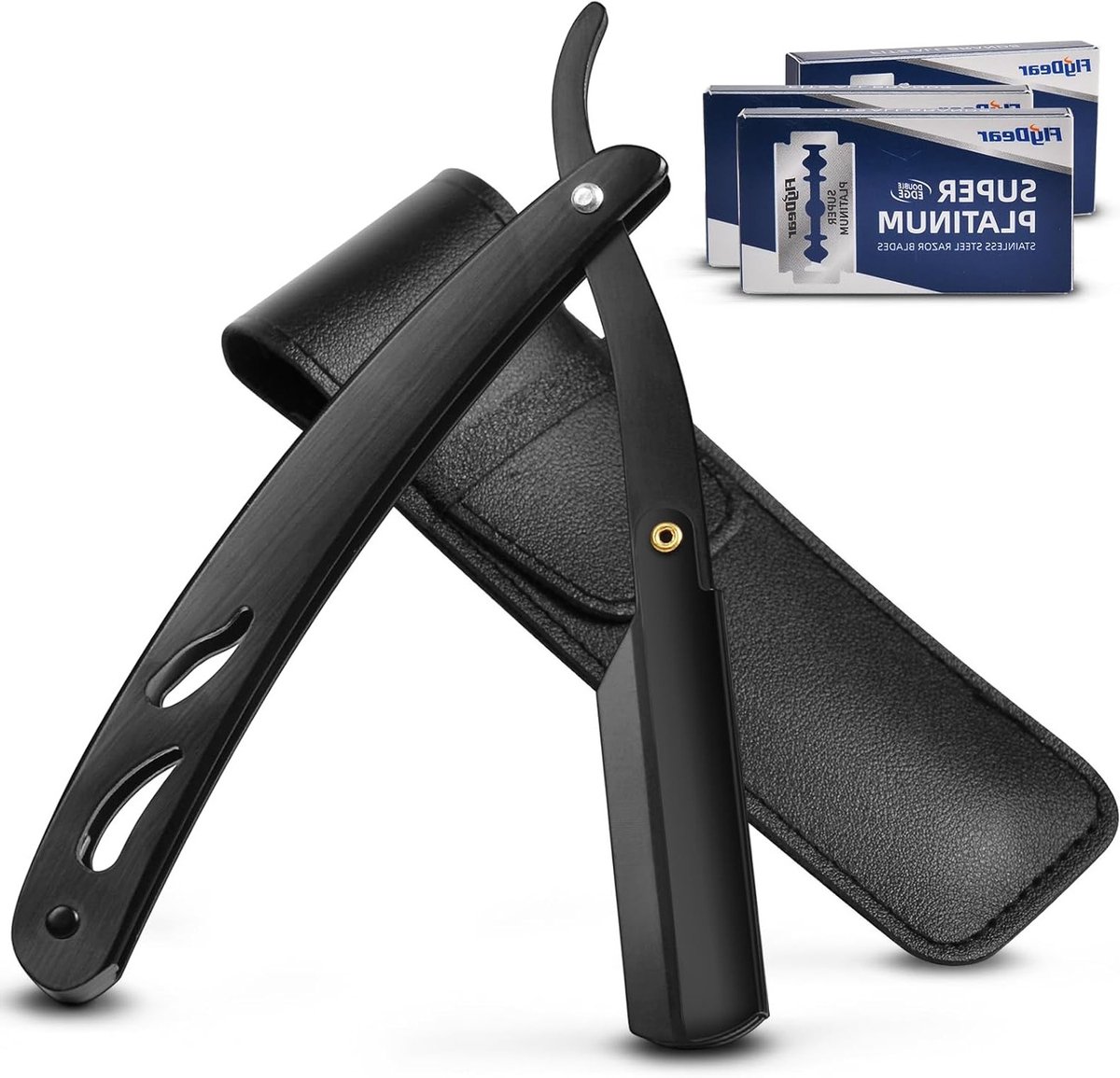 Reisvriendelijke scheerset voor mannen met verwisselbare mesjes, inclusief 30 dubbele scheermesjes en etui voor precisie en gemak