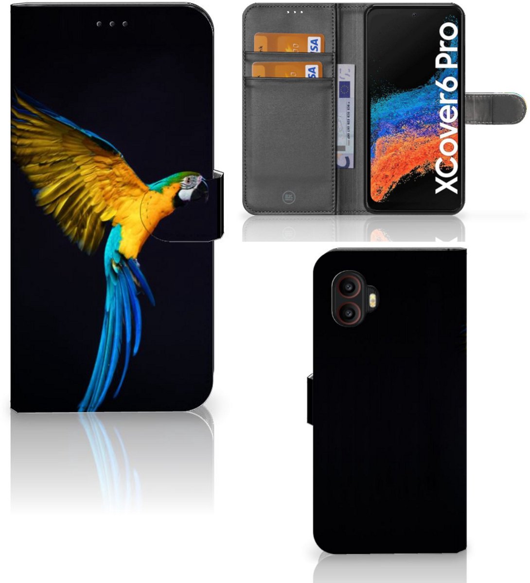 Samsung Galaxy Xcover 6 Pro Telefoonhoesje met Pasjes Papegaai