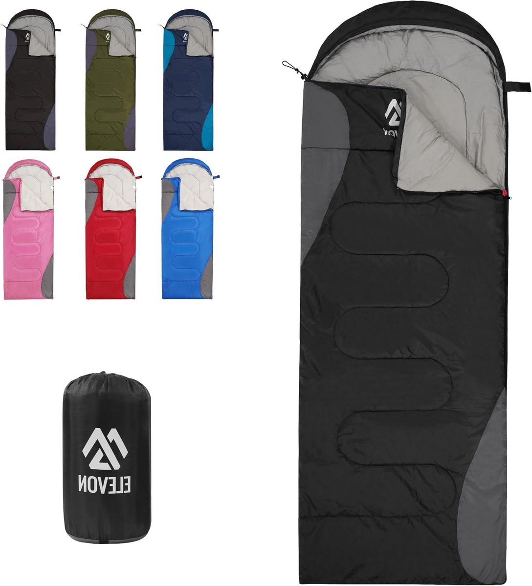 Elevon Sleeping Bag for Adults Teens Kids Cold Warm Weather Portable Waterproof and Lightweight, Compact with Compression Bag, for 3-4 Seasons Camping, Backpacking, Hiking, Travel, Indoor and