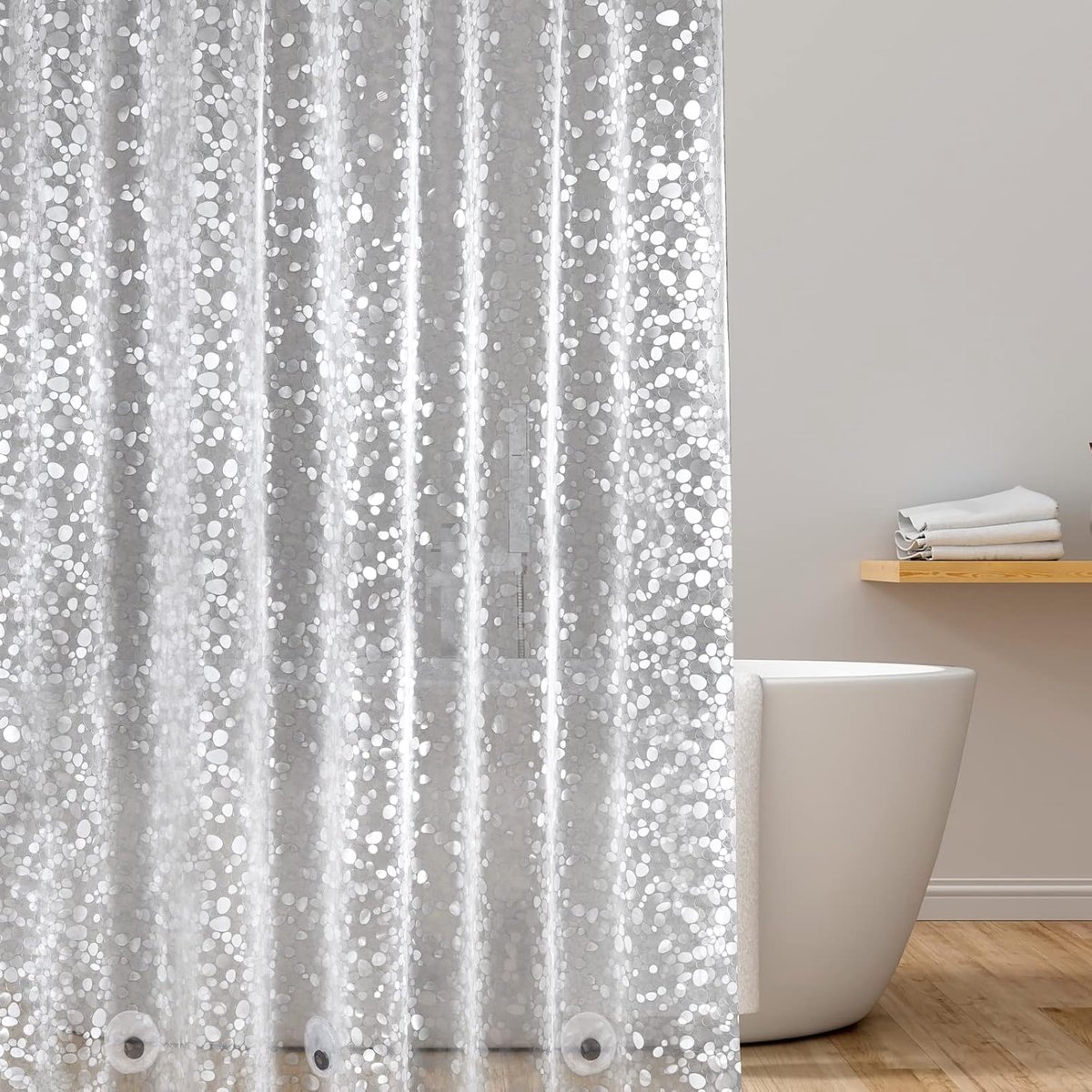 Douchegordijn 180 x 200 cm met verzwaarde magneten – Waterdicht, transparant douchegordijn voor de badkamer – Wasbaar EVA-douchegordijn – Schimmelwerend & antibacterieel