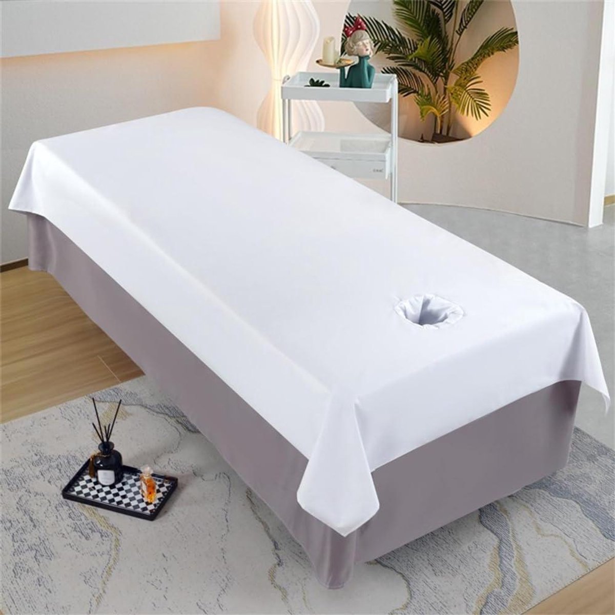 Massagehoes - Spa Laken - Bescherming Massagetafel - Met Gezichtsgat - 80 x 200 cm - Wit