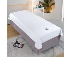 Massagehoes - Spa Laken - Bescherming Massagetafel - Met Gezichtsgat - 80 x 200 cm - Wit