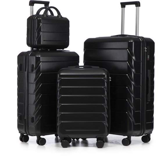 WITTCHEN Reiskoffer 3-delige kofferset Rollende koffer Trolley Handbagage Harde schaal van ABS met 4 spinnerwielen Cijferslot Telescopisch handvat Circle Line Rood
