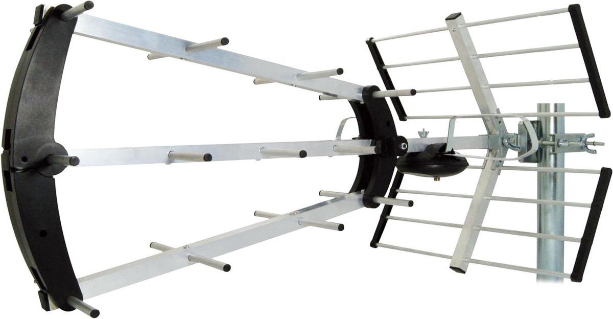 Buitenantenne - TV Antenne - Digitale TV Ontvangst - 4G Filter - 20 dB - Grijs