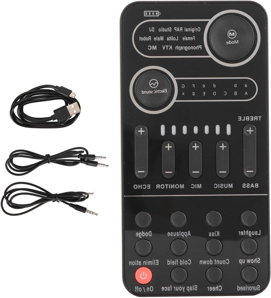Draagbare Stemwisselaar - Geluidskaart Mixer - Livestreaming Gaming - Intelligente Ruisonderdrukking - 1500mAh Batterij - Zwart