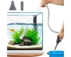 Aquarium sifon stofzuiger voor grind en zand, 3m aquariumstofzuiger, grindreiniger voor aquariums, handmatige aquarium waterwisselaar reinigingsgereedschap, Grijs