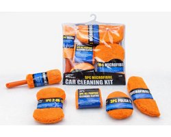 TLVX Complete Auto Schoonmaak set / Krasvrij Wassen / Professionele Car Cleaning Kit / Autoreiniging / Velgen Schoonmaken / Zachte Velg Borstel / Microvezel Washand / Spons / Doeken / Polish Pads / Interieur / Exterieur / Velgen en Banden / 9-Delig