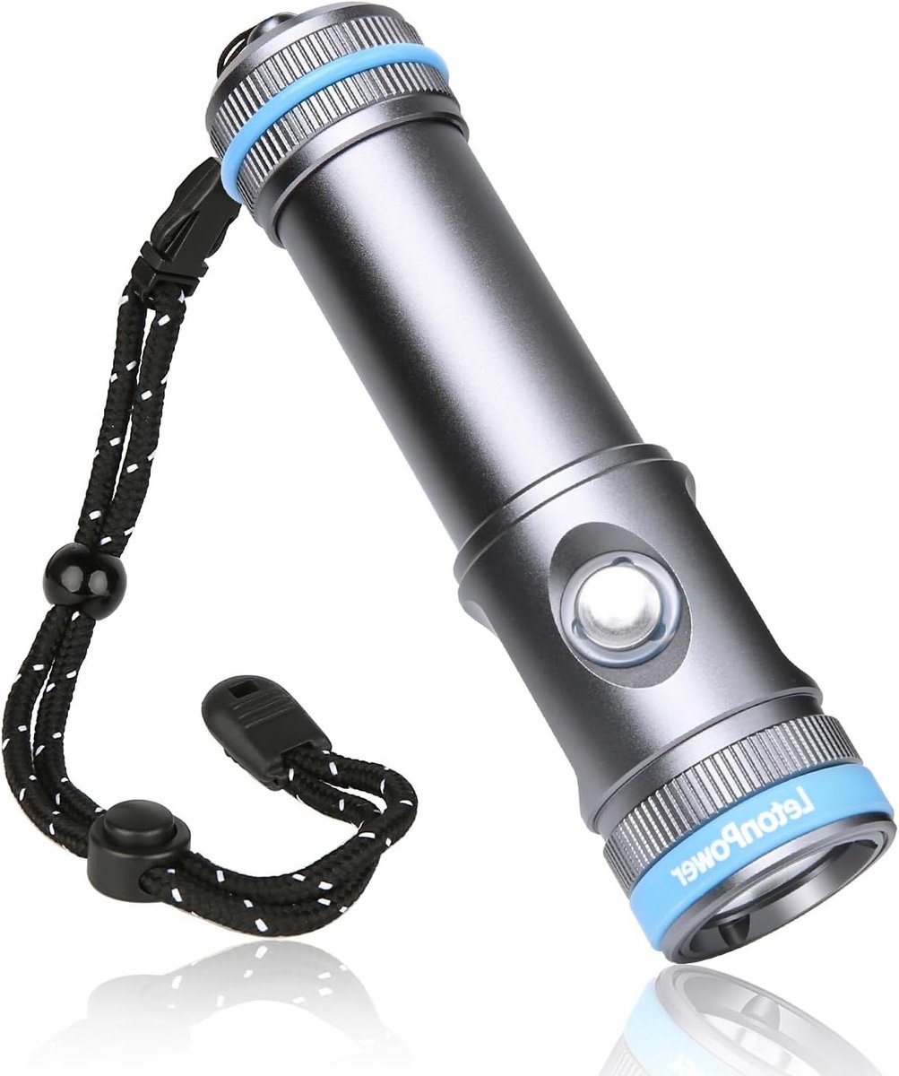 Duiklamp - Onderwaterzaklamp snorkellamp - Onderwaterverkenning - 2200 lumen smalle bundel - Compact ontwerp - Grijs