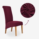 BankhoesDiscounter Housse de chaise tricotée à dossier haut – Rouge bordeaux – Housses de siège de salle à manger – Housses de siège Chaises de salle à manger – Housses de siège extensibles