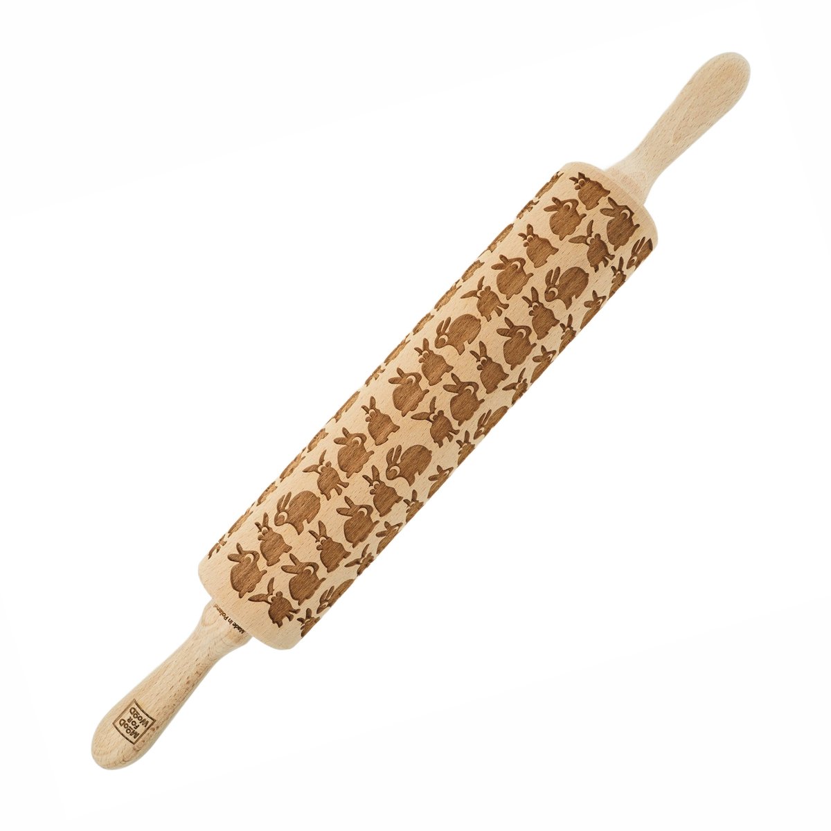 MoodForWood Królik Serie - Houten Deegroller - Grawer - 43 cm - Handgrepen