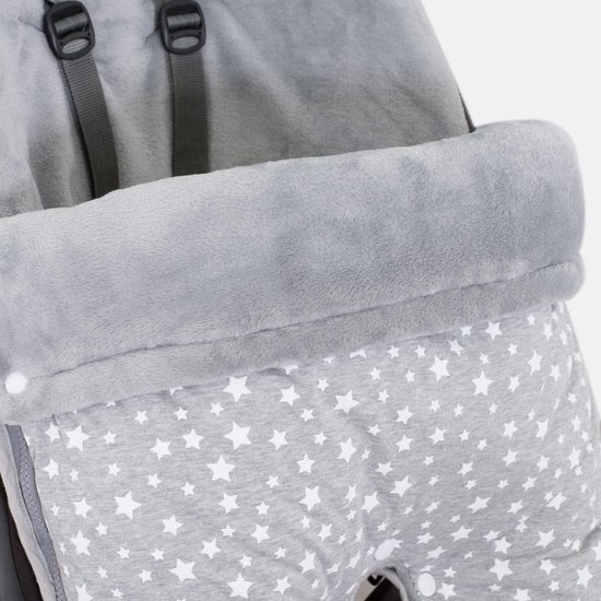 Voetenzak Kinderwagen - Babyzak Winter - Warm Houden Baby - Fleece Gevoerd - 110 cm - Wit Ster — afbeelding 3