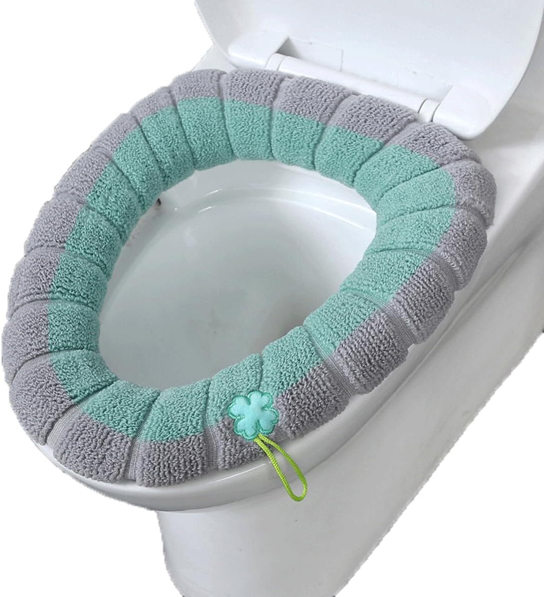 Toiletbrilhoes - Leuk patroon - Zacht en warm - Waterdichte stof - Rekbaar en wasbaar - Met ritssluiting en ophanglus, geschikt voor thuisgebruik, grijs