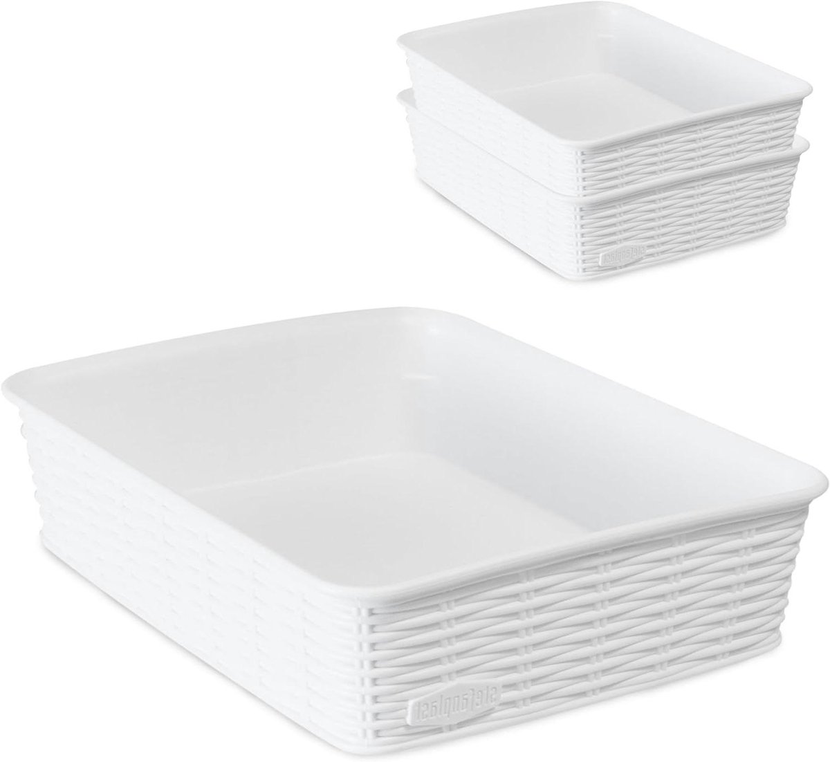 Opbergmandjes Set - Opbergdozen Bakken - Laden Ordenen - DINA5 Formaat - 3 stuks 24.5 cm - Wit