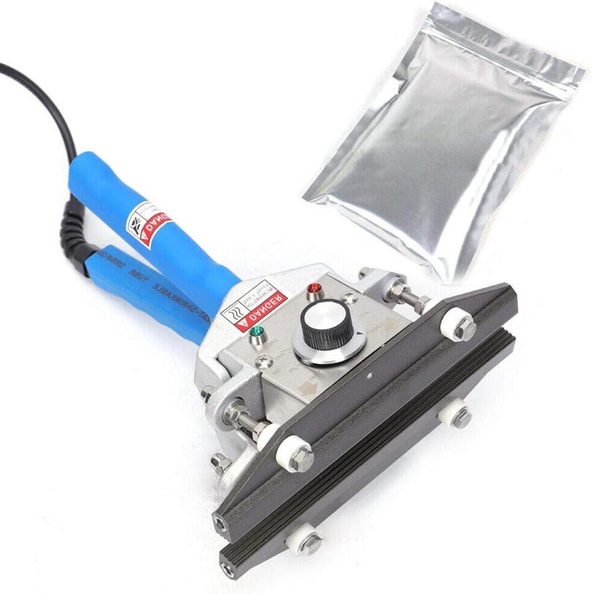 Handverzegelaar - Impuls sealer - Verpakkingen sluiten - Instelbare temperatuur - 200 mm - Blauw