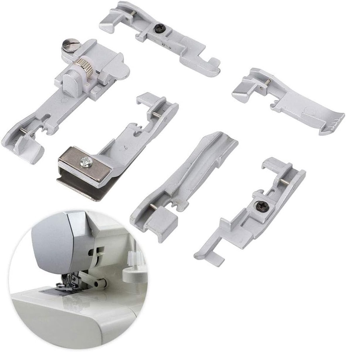 Professionele Multifunctionele Overlock Voet Set - 6 Stuks voor Huishoudelijk Gebruik, Naaiaccessoires en Creatief Naaiwerk