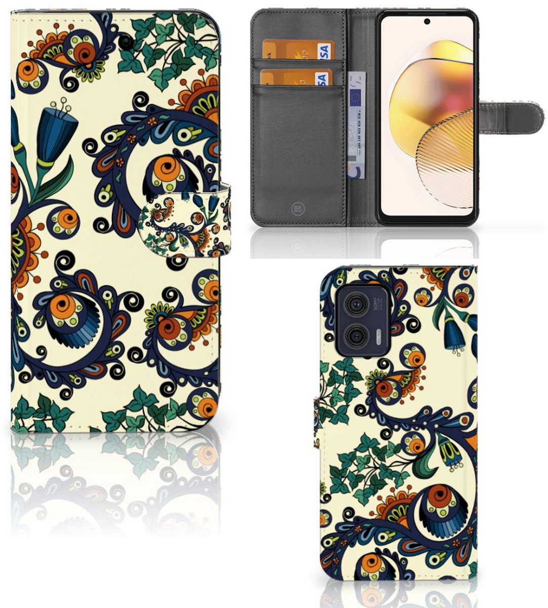 Wallet Case Motorola Moto G73 Barok Flower
