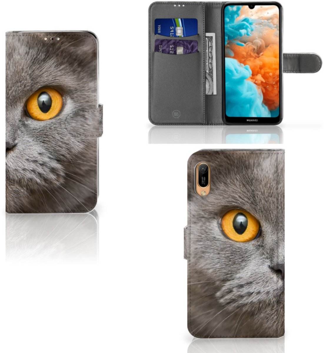Telefoonhoesje met Pasjes Huawei Y6 (2019) Britse Korthaar