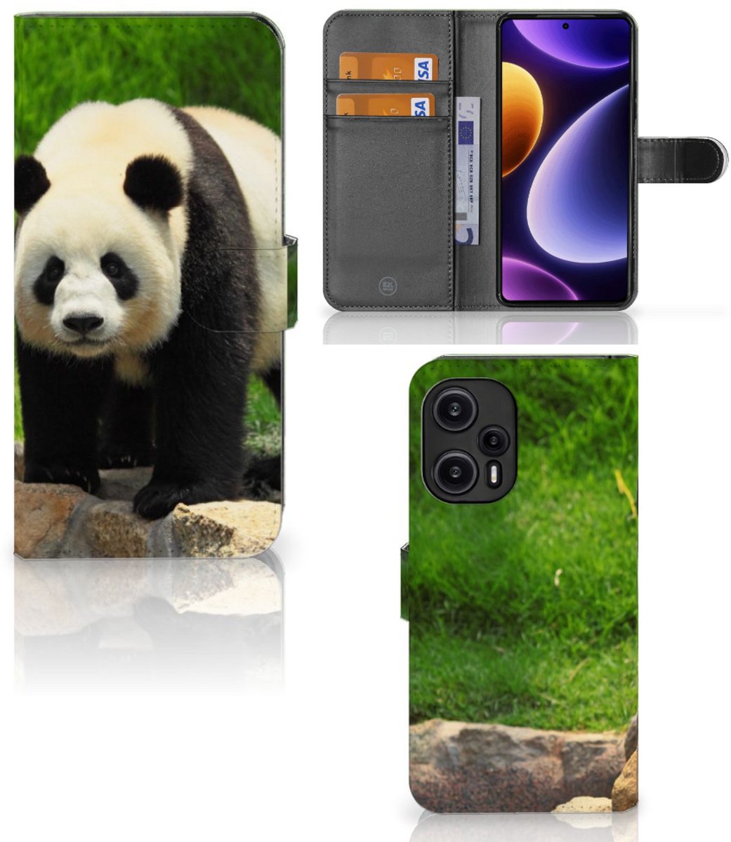Xiaomi Poco F5 Telefoonhoesje met Pasjes Panda