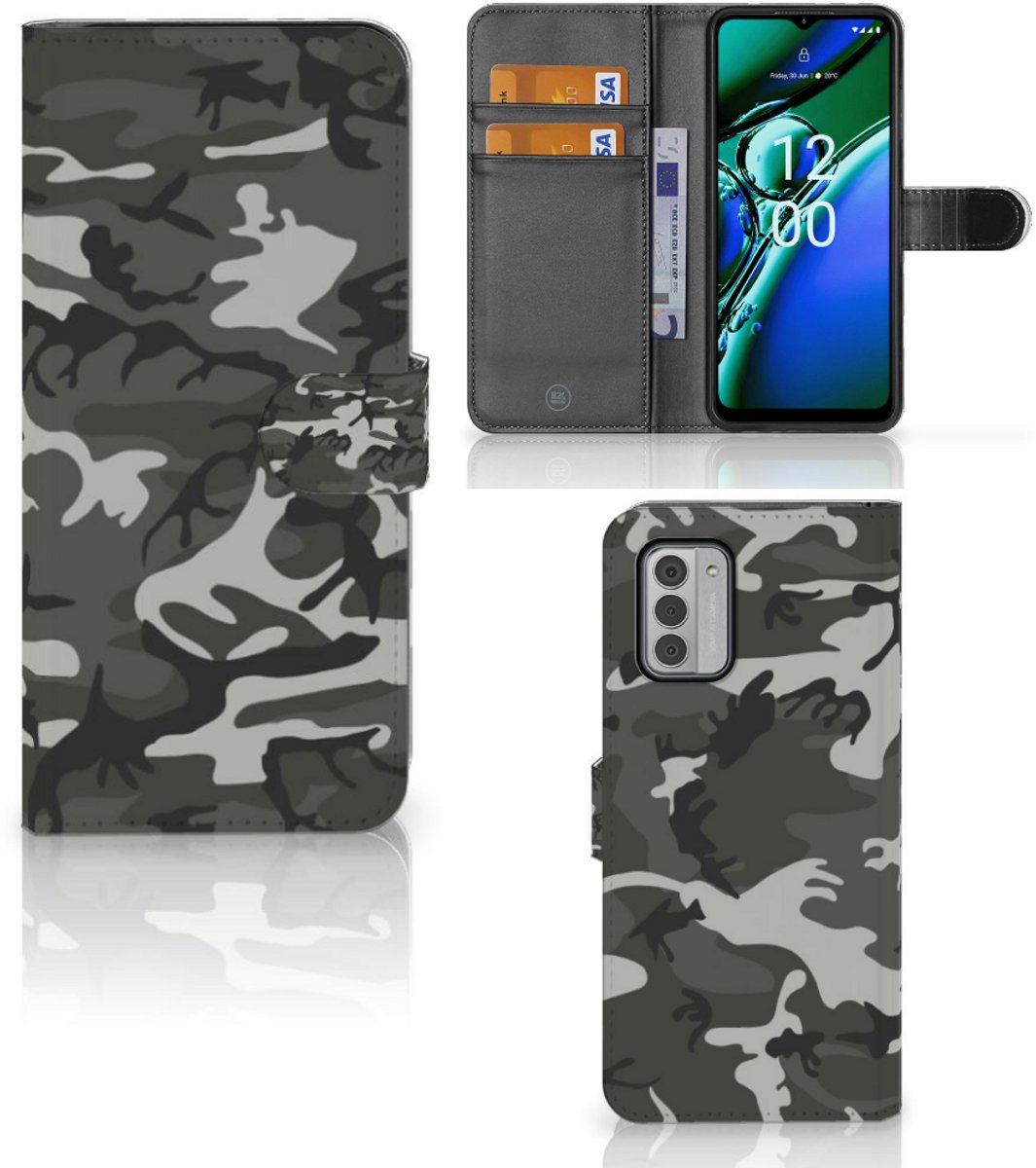 Boekhoesje voor Nokia G42 Telefoon Hoesje Army Light