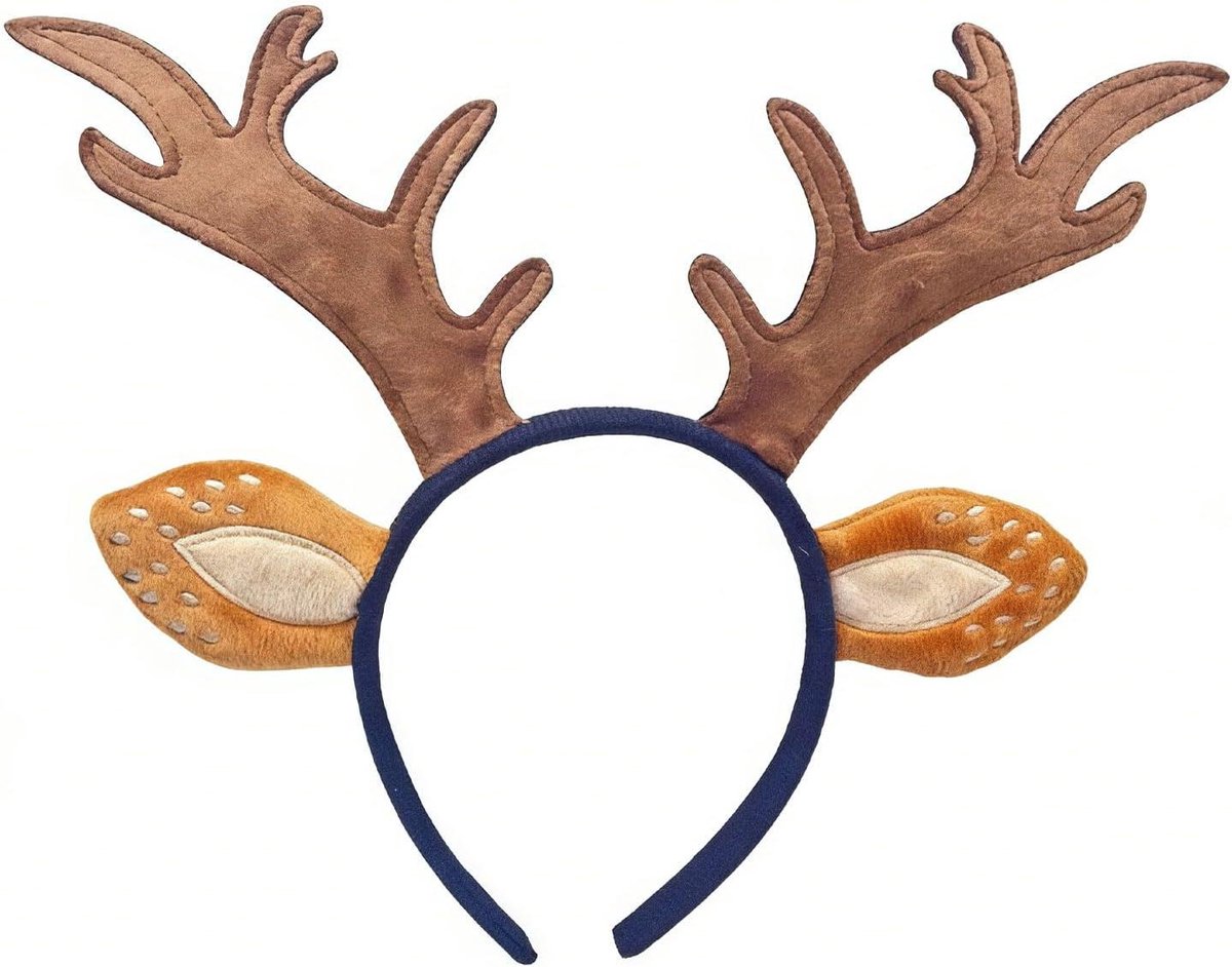 Haarreif - Rendier Accessoire - Feestkostuum - Met Oren - 30 x 20 cm - Bruin
