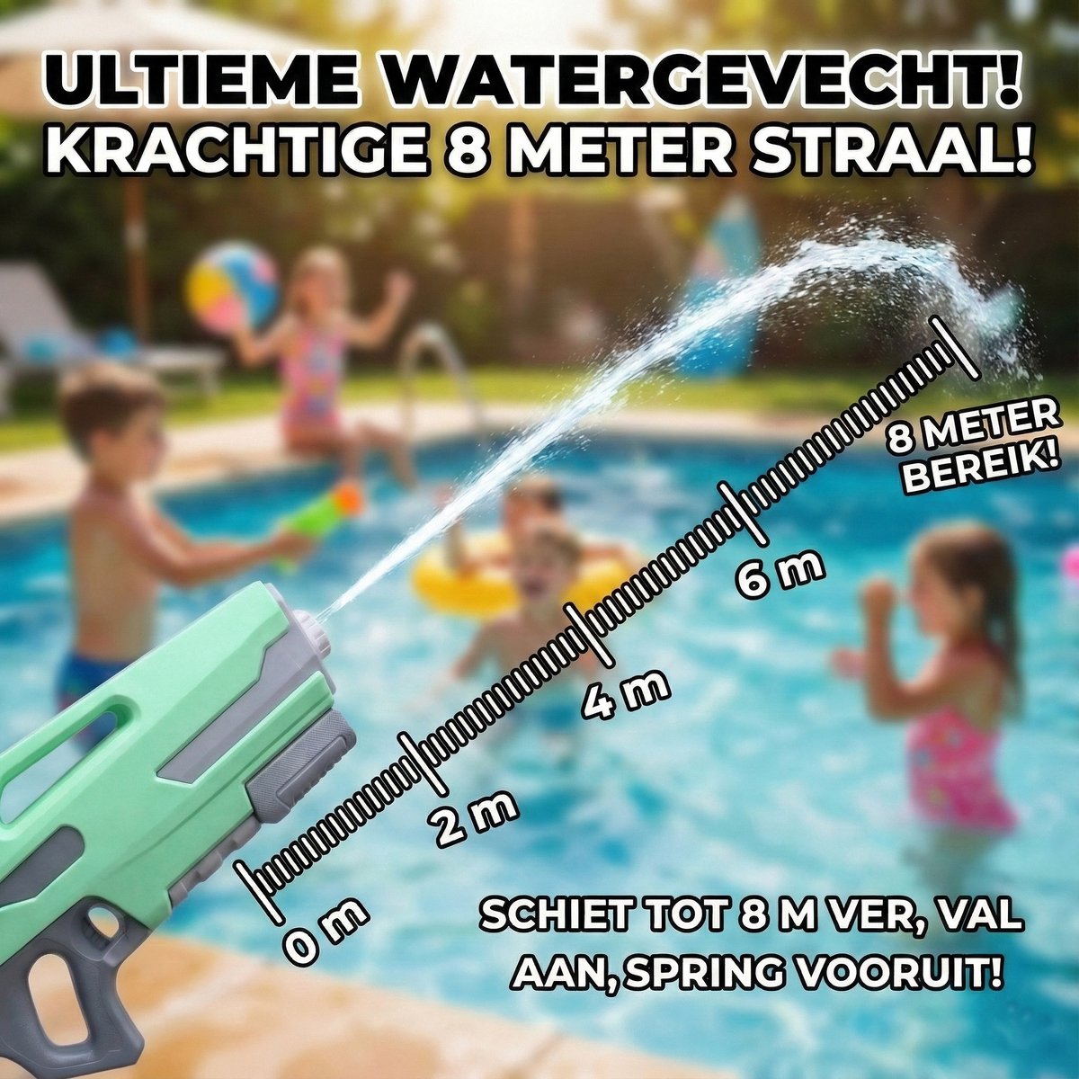 Waterpistool 54cm XL - 1200ml Grote Tank & 8m Schietbereik - Water Pistool- Watergeweer - Super Soaker - Duurzaam Waterspeelgoed voor Strand & Tuin - Buitenspeelgoed voor Kinderen & Volwassenen - 54×22×7cm - Groen, Grijs — afbeelding 3