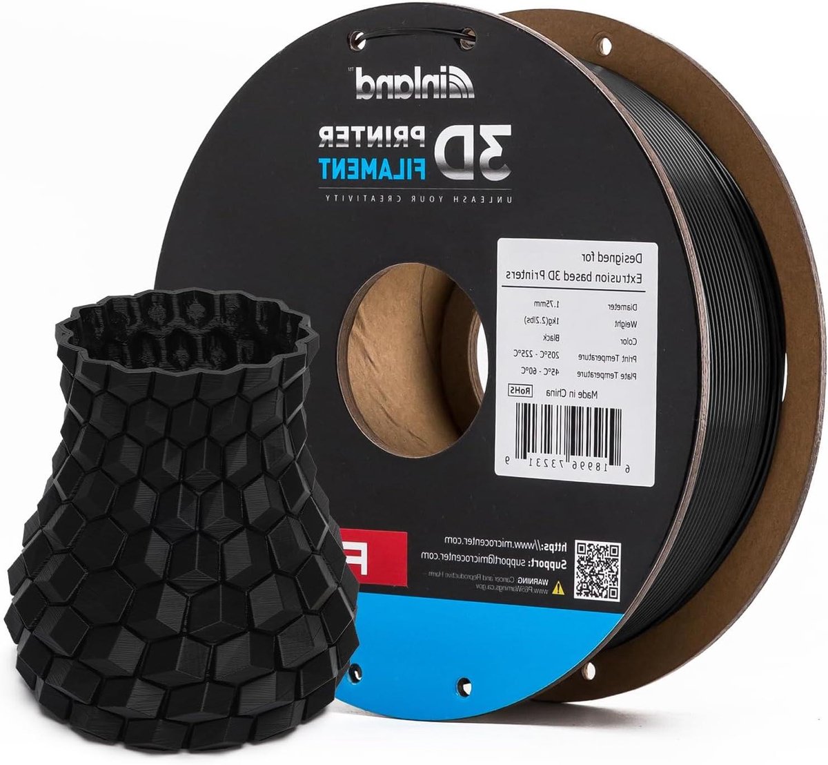 3D Printer Filament - PLA Plus Materiaal - Objecten Printen - Verbeterde Taaiheid - 1 KG Spoel - Zwart