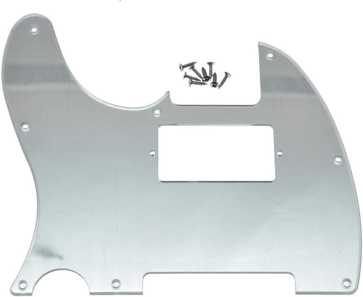 8-Gats Telecaster Humbucker Pickguard voor USA/Mexicaanse Fender Telecaster - Zilver Spiegel 1 Ply, Perfect voor Elektrische Gitaar Upgrade