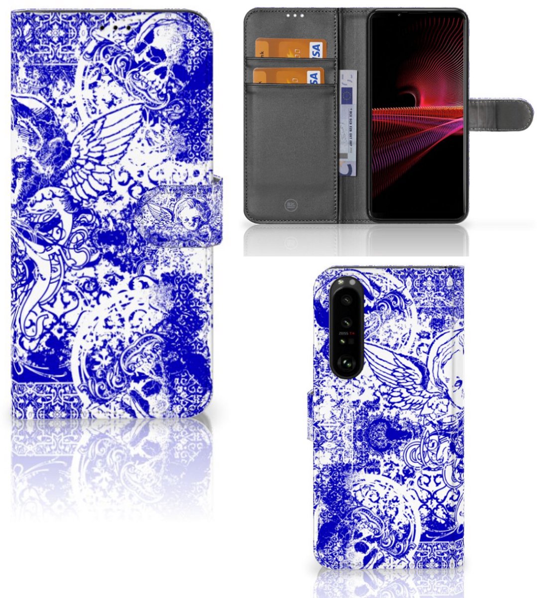 Telefoonhoesje met Naam Sony Xperia 1 III Angel Skull Blauw