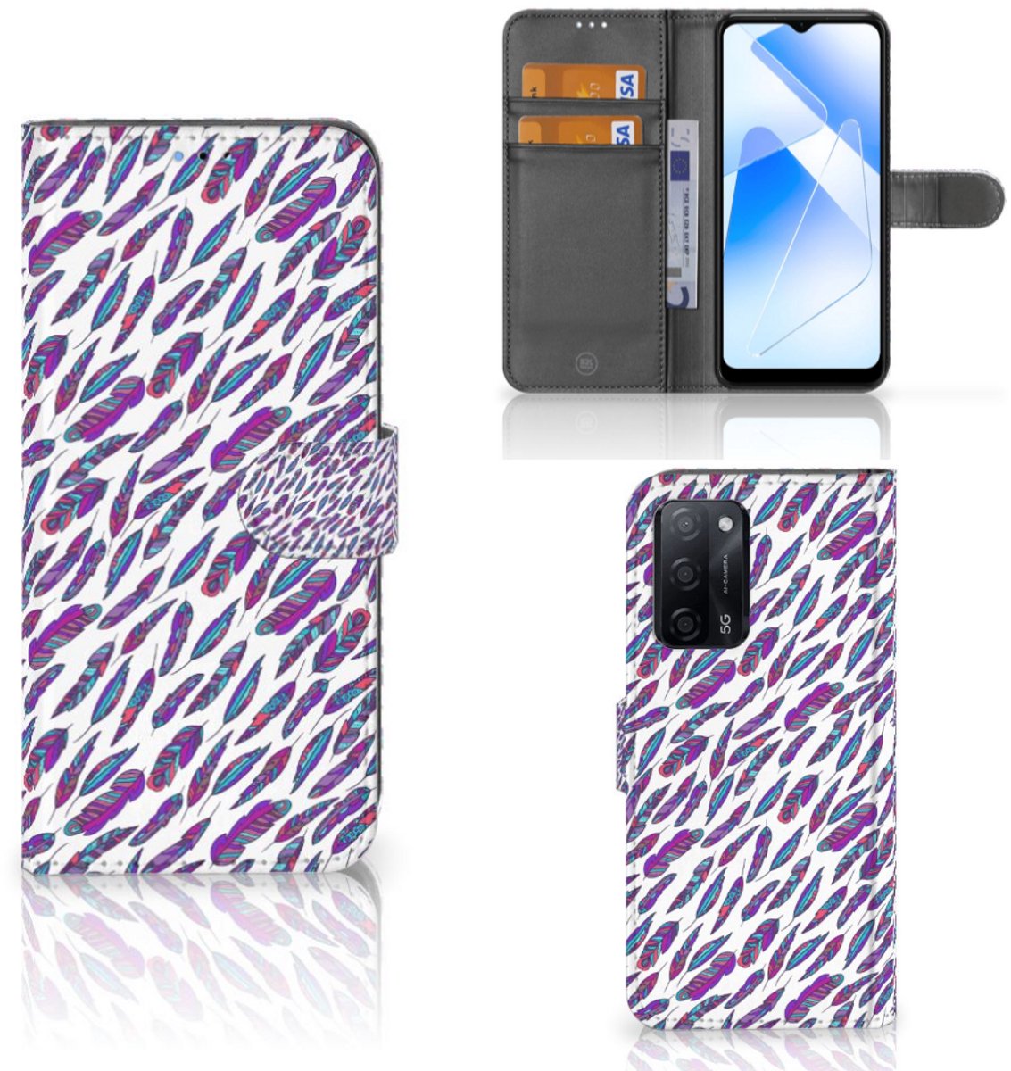 OPPO A16/A16s/A54s Telefoon Hoesje Feathers Color