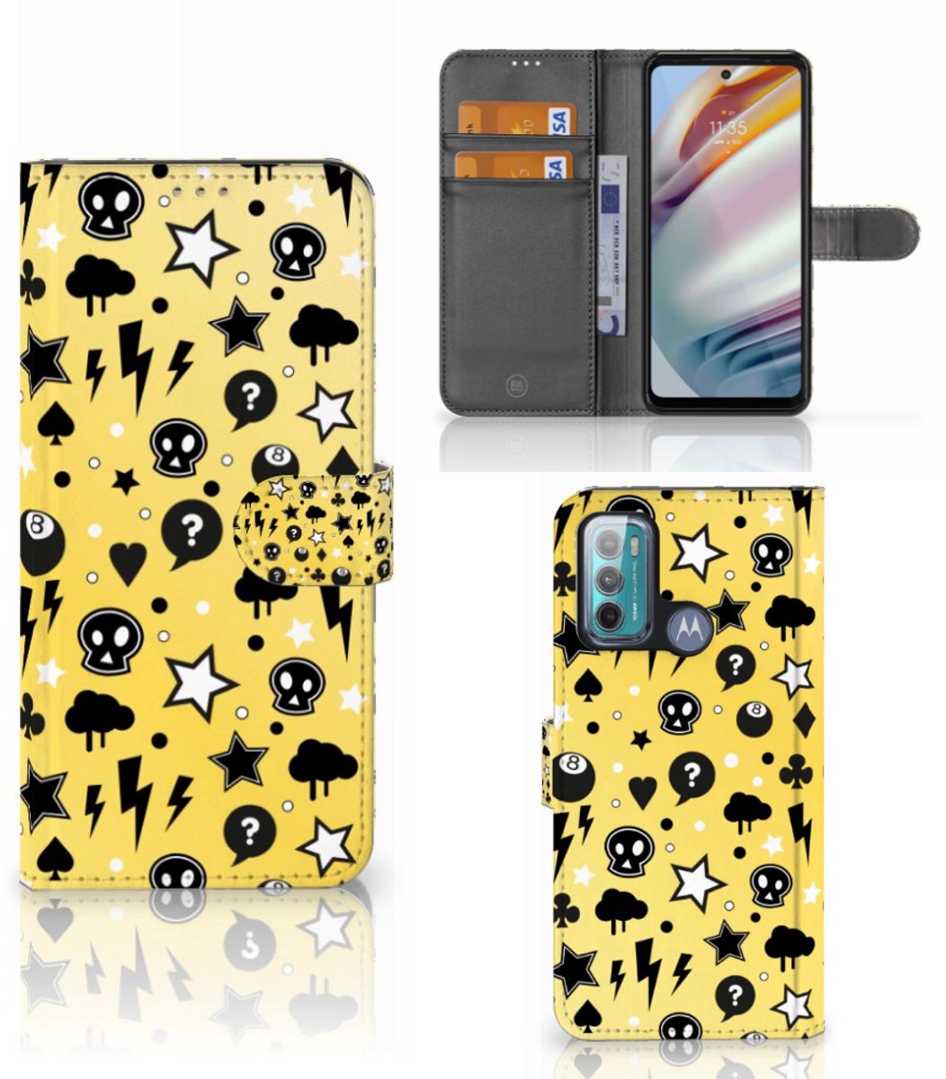 Telefoonhoesje met Naam Motorola Moto G60 Punk Geel