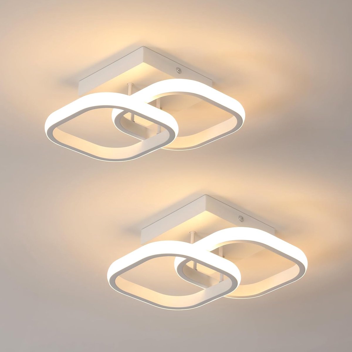 Haobosic - LED Aluminium Plafondlamp - Vierkant Set - Wit - 2 Stuks - 22W 3000K