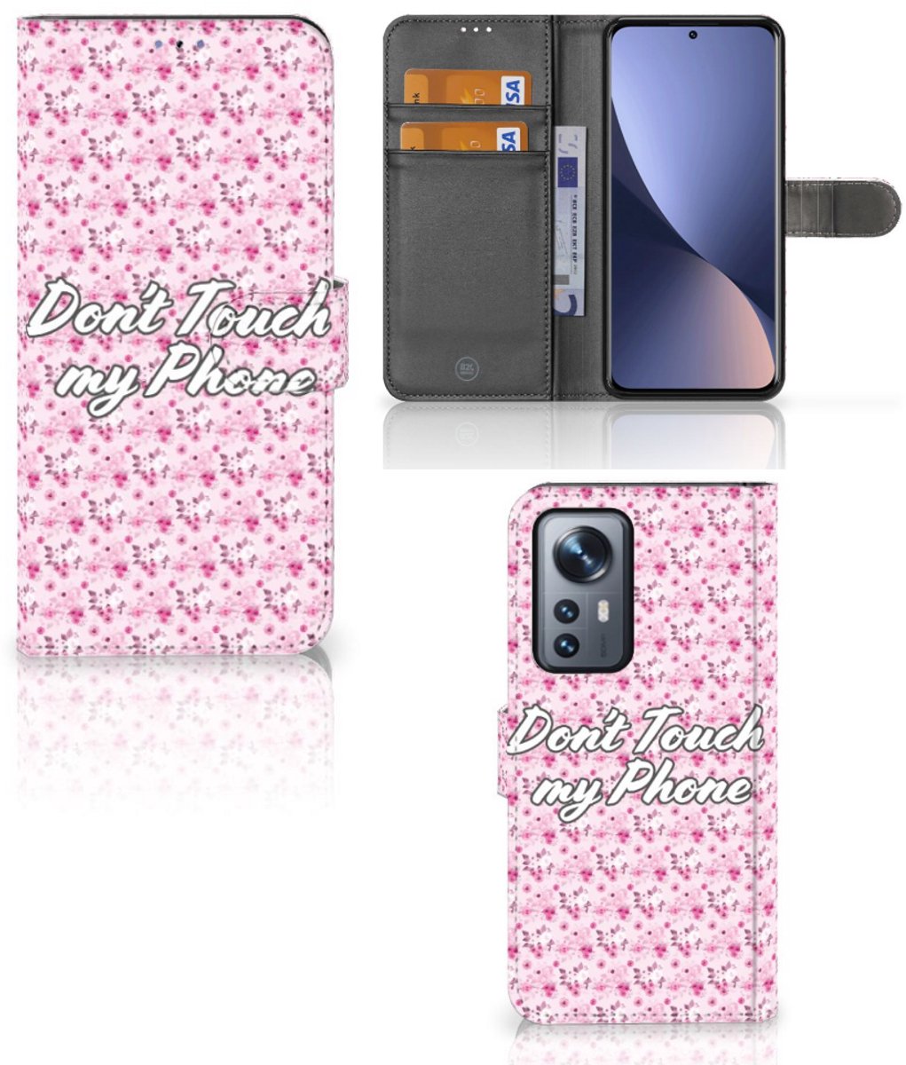 Xiaomi 12 Pro Portemonnee Hoesje Flowers Pink DTMP