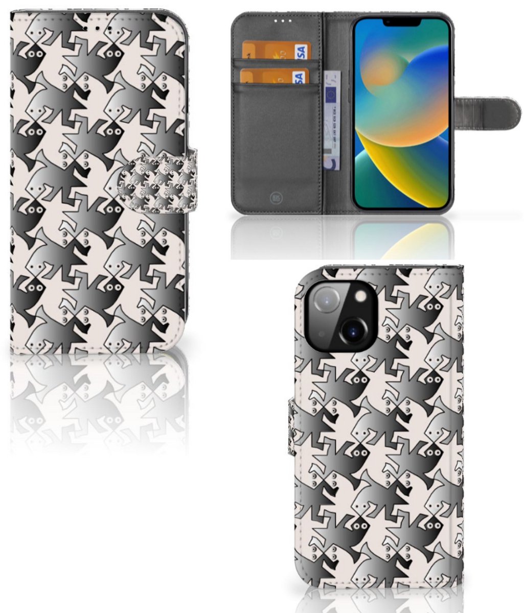 Apple iPhone 14 Telefoonhoesje met Pasjes Salamander Grey