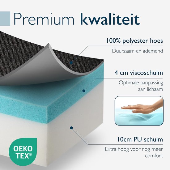 Vouwmatras XL - Gastenmatras Opvouwbaar - Logeren Kamperen - Traagschuim Vulling - 100x200x14 cm - Antraciet — afbeelding 2