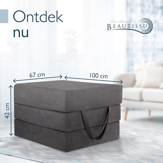 Vouwmatras XL - Gastenmatras Opvouwbaar - Logeren Kamperen - Traagschuim Vulling - 100x200x14 cm - Antraciet — afbeelding 5
