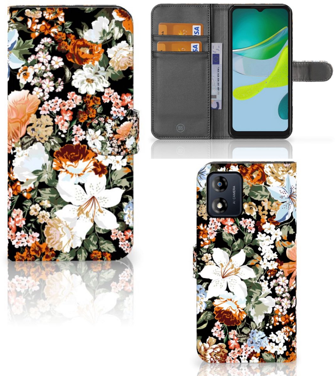 Hoesje voor Motorola Moto E13 4G Dark Flowers