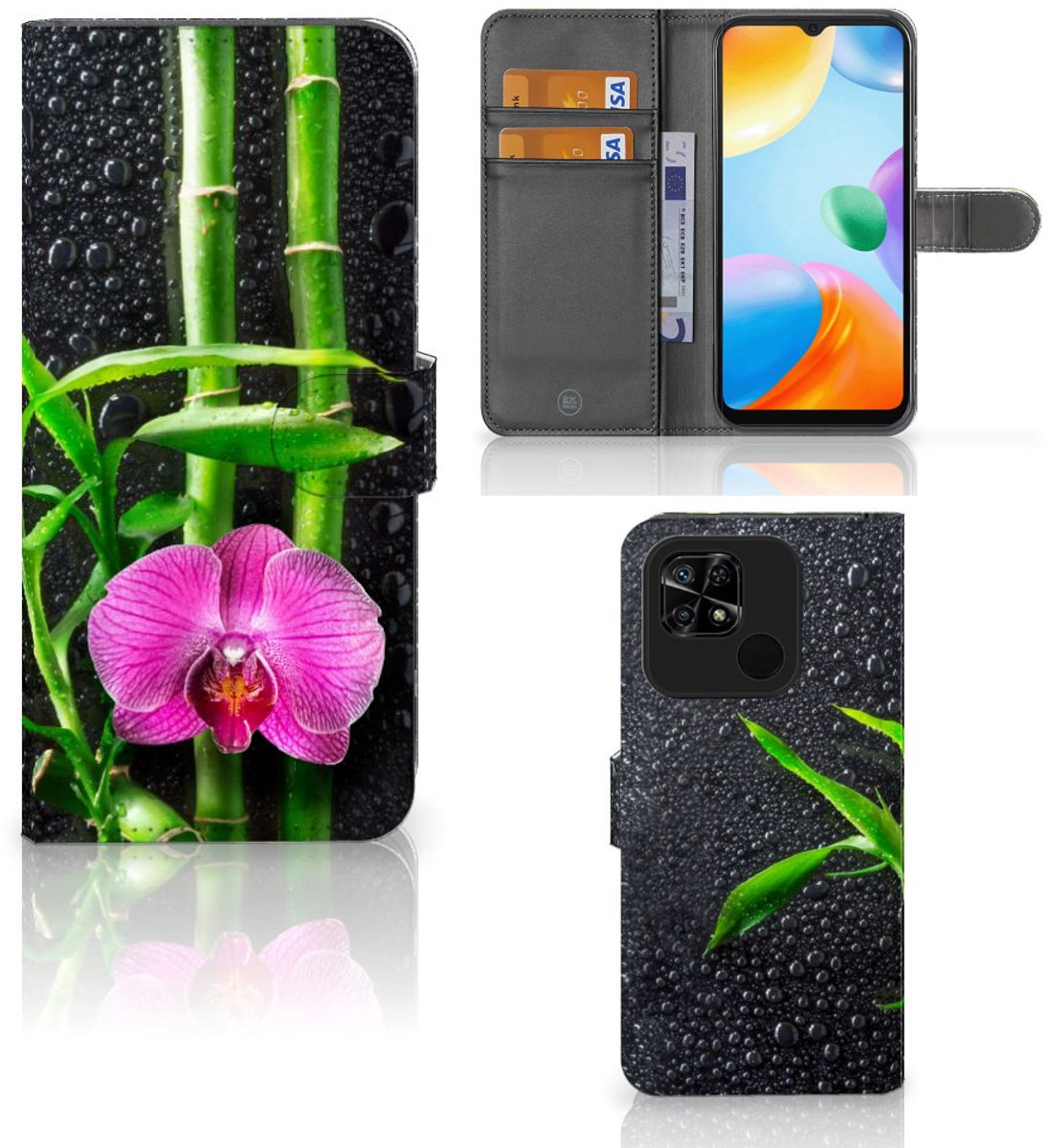 Book Case voor Xiaomi Redmi 10C Hoesje Orchidee