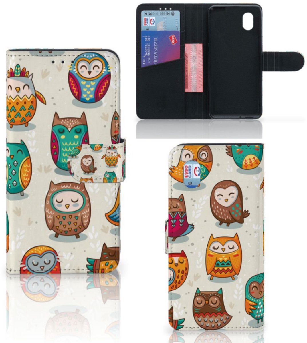 Alcatel 1B (2020) Telefoonhoesje met Pasjes Vrolijke Uilen