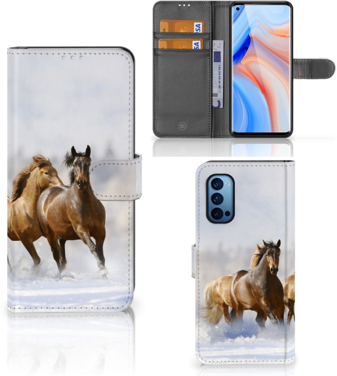 OPPO Reno 4 Pro 5G Telefoonhoesje met Pasjes Paarden